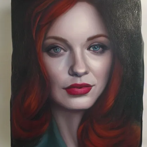 Prompt: Christina Hendricks oil painting,