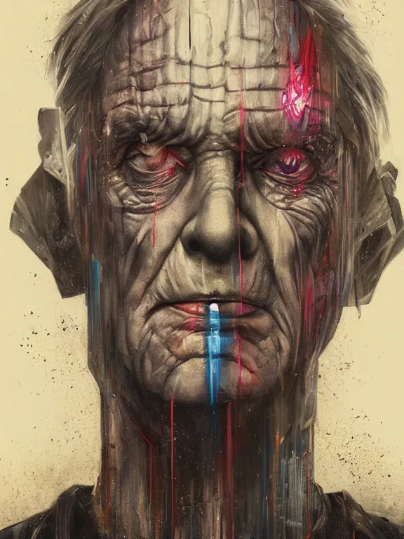 Prompt: art portrait of emperor palpatine,8k,by tristan eaton,Stanley Artgermm,Tom Bagshaw,Greg Rutkowski,Carne Griffiths,trending on DeviantArt,face enhance,hyper detailed,minimalist,cybernetic, android, blade runner,full of colour,