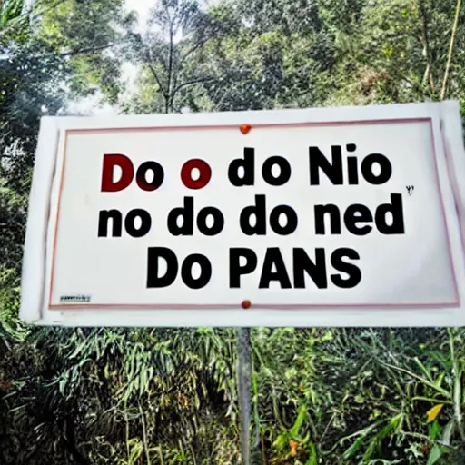 Prompt: a sign that reads 'do no feed the pandas', photograph