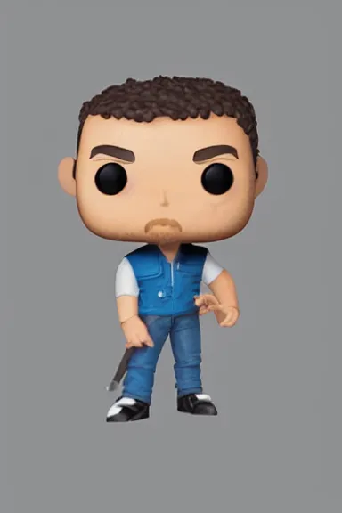 Image similar to “ very photorealistic photo of a hasan piker funko pop on a white background, award - winning details ”