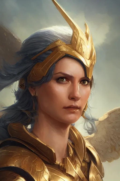 Image similar to amazon valkyrie athena, d & d, fantasy, portrait, highly detailed, headshot, digital painting, trending on artstation, concept art, sharp focus, illustration, art by artgerm and greg rutkowski and magali villeneuve