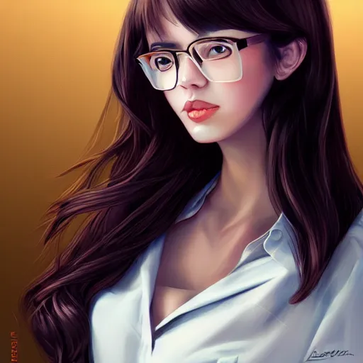 Prompt: Office secretary portrait by artgerm, WLOP