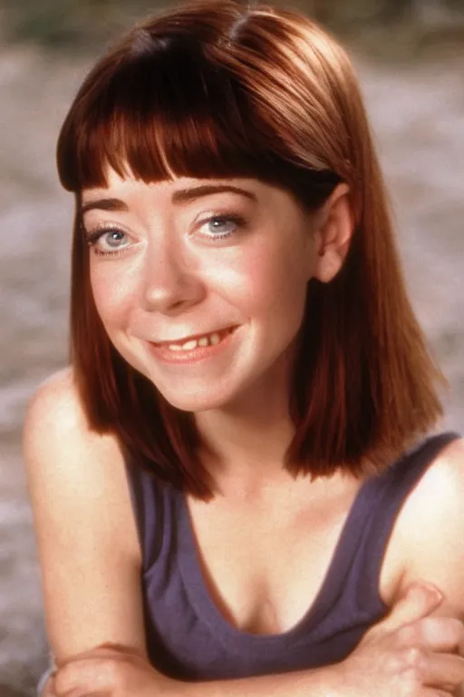 Prompt: portrait of young cute alyson hannigan