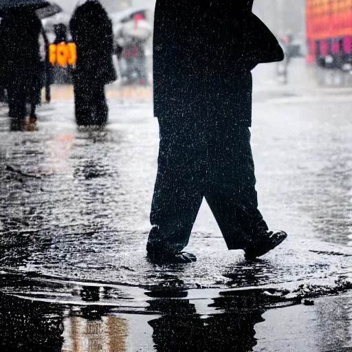 Image similar to closeup portrait of a man fishing in a puddle rainy new york street, by Steve McCurry and David Lazar, natural light, detailed face, CANON Eos C300, ƒ1.8, 35mm, 8K, medium-format print