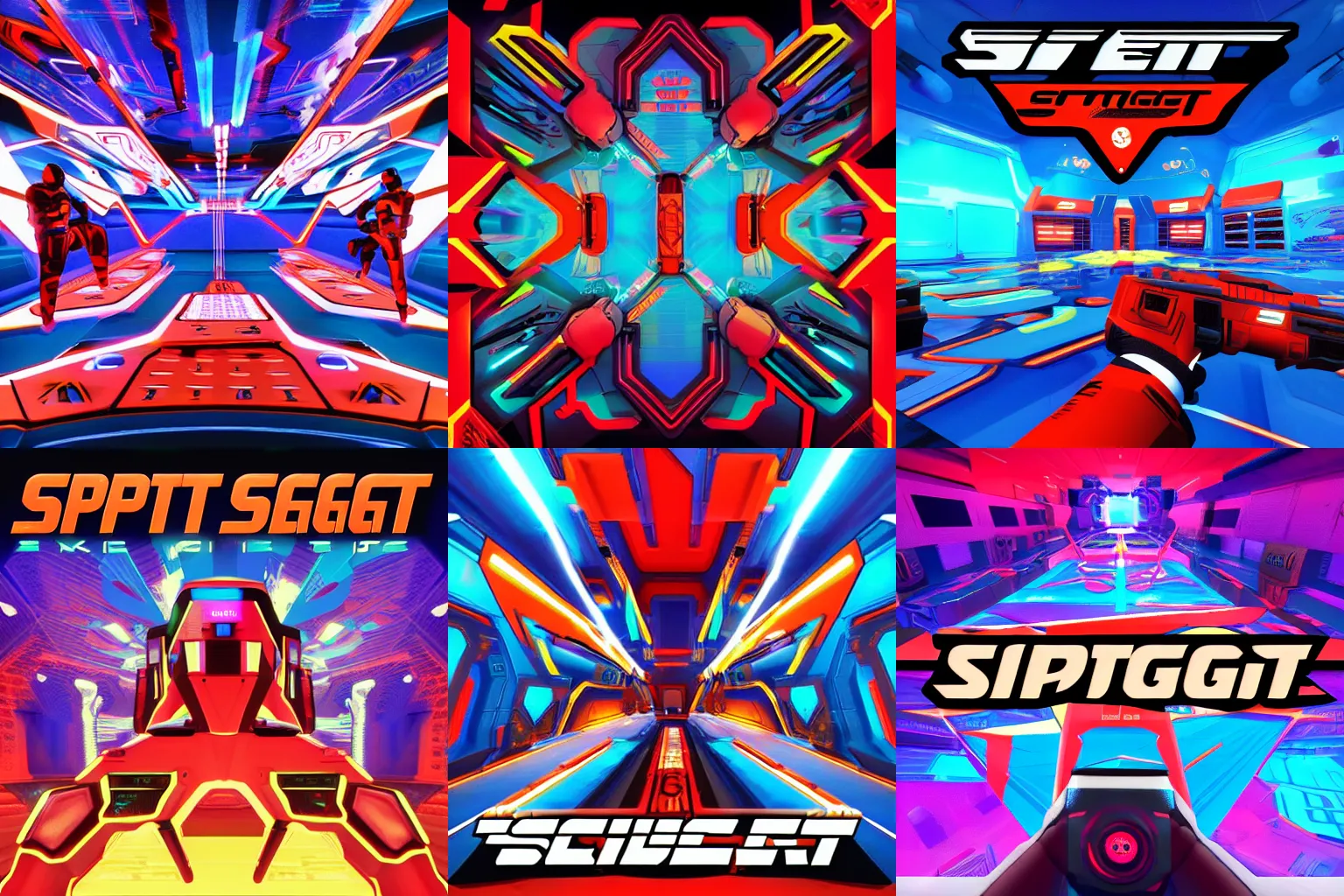 Prompt: splitgate the game in the style of dmt art,