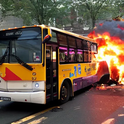 Prompt: bus explodes