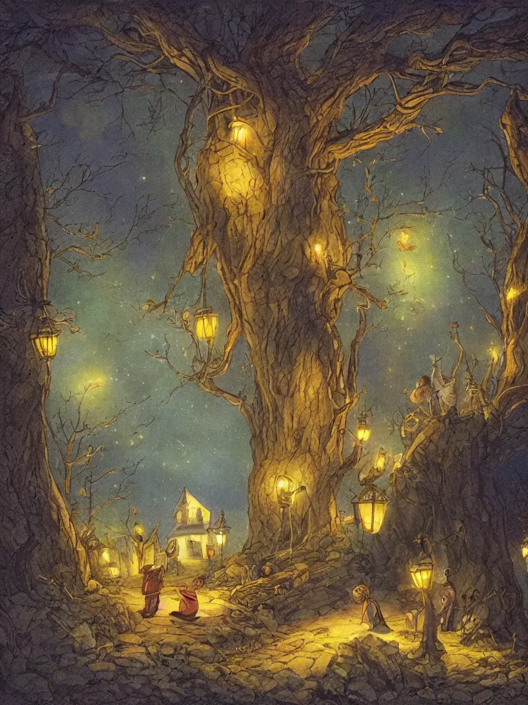 Image similar to illumination by storybook artists, blunt borders, rule of thirds