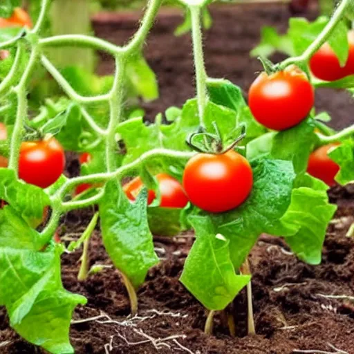 Prompt: hamburgers growing on a vine like tomatoes, but sprouting hamburgers