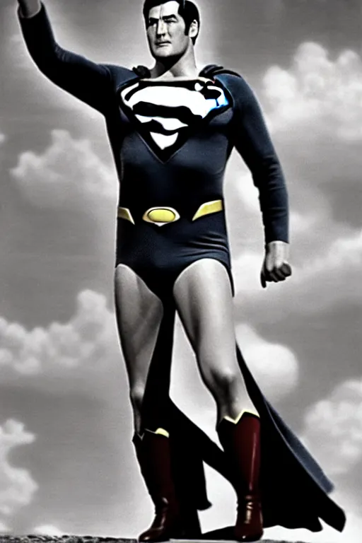 Image similar to rock hudson playing superman in 1 9 7 8, superhero movie