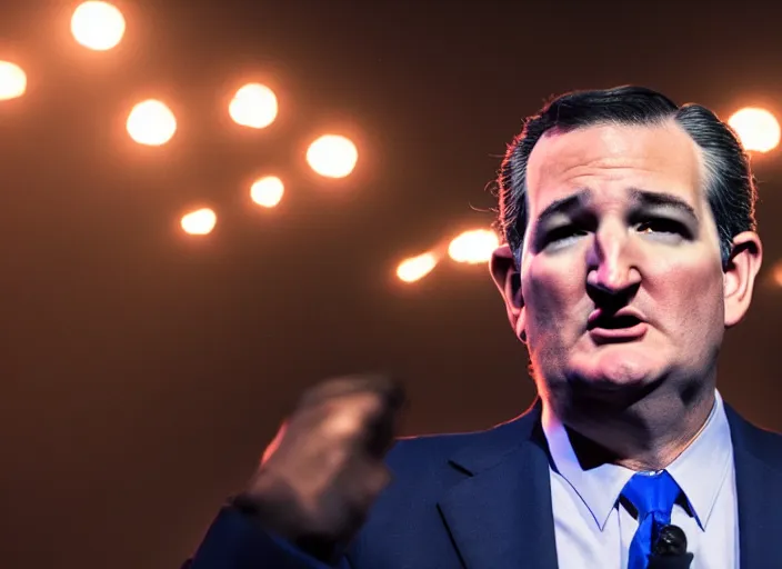 Image similar to publicity photo still of ted cruz as the zodiac killer, 8 k, live concert lighting, mid shot