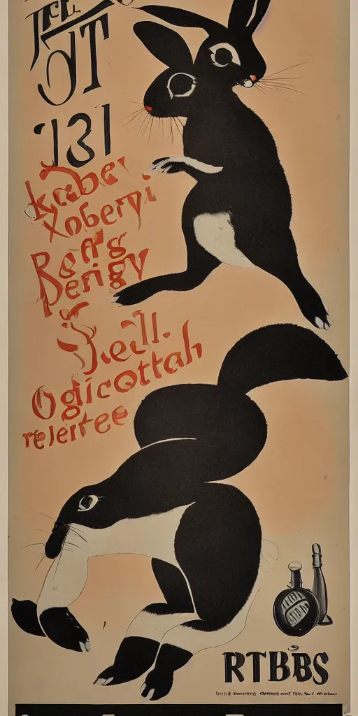 Image similar to a 1 9 2 0 s poster advertising a rabbit