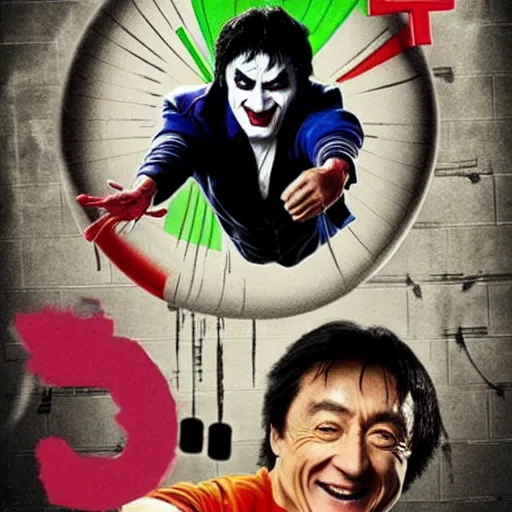 Image similar to jackie chan as joker at film poster