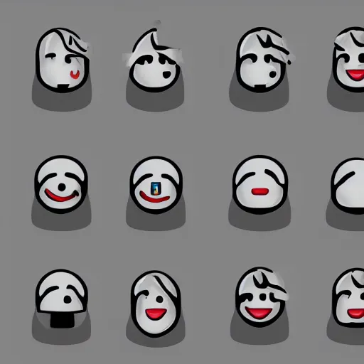 Image similar to grey emoji icon, white background, 2 d, high detailed, no colours but grey