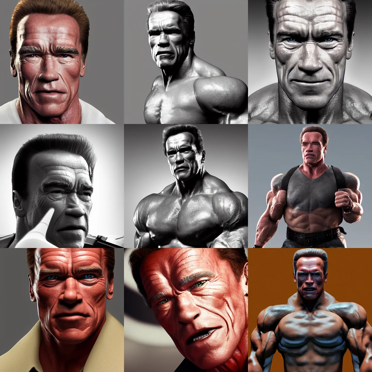 Prompt: Arnold Schwarzenegger as valorant character vray 4k ultra sharp