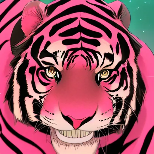 Image similar to a pink tiger wearing a lab coat, illustration concept art anime key visual trending pixiv fanbox by wlop and greg rutkowski and makoto shinkai and studio ghibli and kyoto animation symmetrical facial features