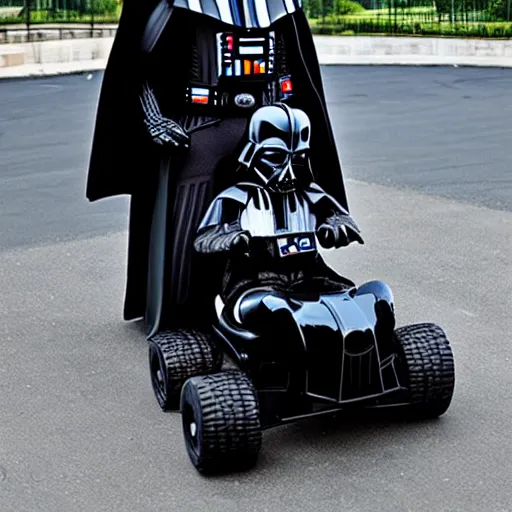 Image similar to darth vader driving a go kart