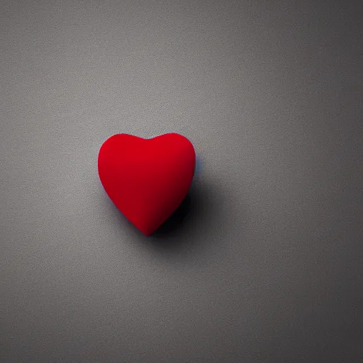 Image similar to 3d render of a uneven red clay heart shape in the middle of a gray sheet of paper