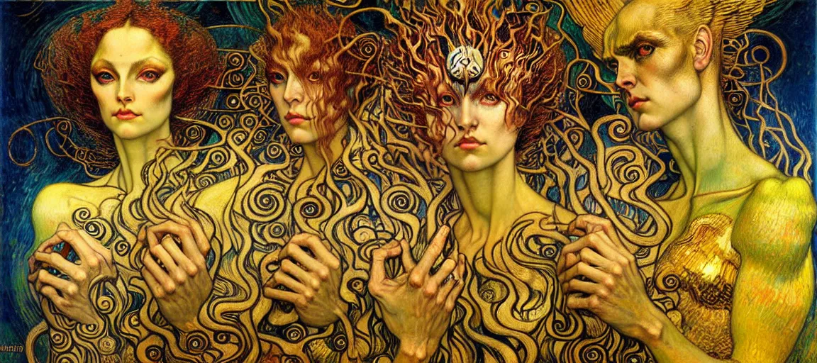 Image similar to Divine Chaos Engine by Karol Bak, Jean Delville, William Blake, Gustav Klimt, and Vincent Van Gogh, symbolist, visionary