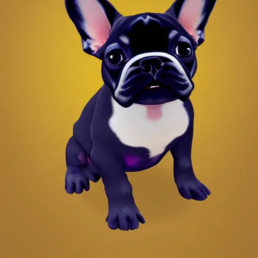 Prompt: french bulldog puppy in classroom, artstation, vivid colors,