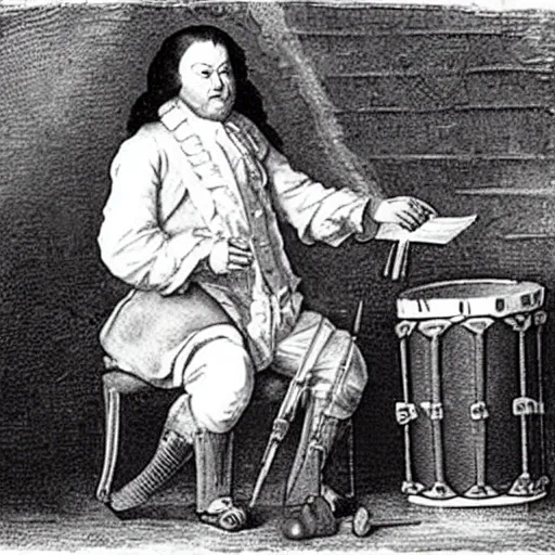 Image similar to bach playing a drum kit