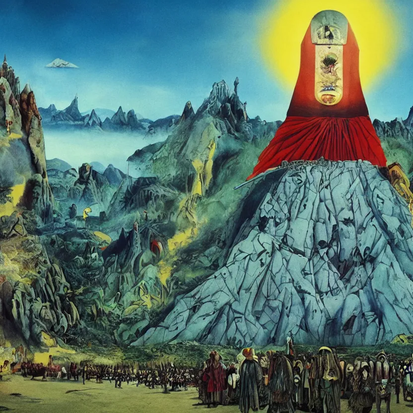 Image similar to the magic mountain by jodorowsky, cinematic