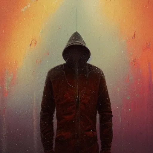 Image similar to a painting of a person standing in the snow, a surrealist painting by beksinski and by alena aenami, deviantart, nuclear art, dystopian art, apocalypse landscape, surrealist