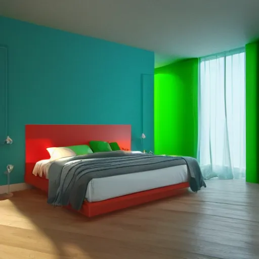 Prompt: a bedroom made out of jello, octane render, photography, 3 d,