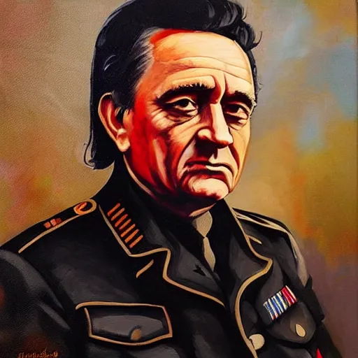 Image similar to “Oil painting of Johnny Cash as a World War 1 general, 4k”