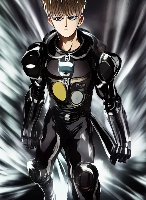 Image similar to A full portrait photo of real-life genos one punch man, f/22, 35mm, 2700K, lighting, perfect faces, award winning photography.