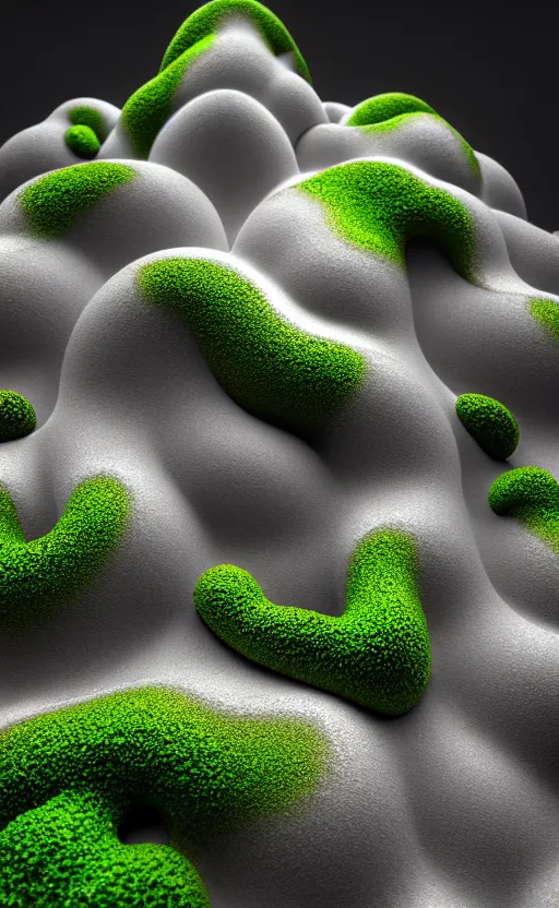 Image similar to highly detailed ultra sharp 3 d render cinematic composition of a smooth ceramic porcelain biomorphic magnolia stone nebula fluid fractal sci - fi surreal architecture landscape, granite, metallic, magnesium, marble, moss and lichen, vincent callebaut composition, mamou - mani, archviz, beautiful lighting, 8 k, unreal engine, hdr,