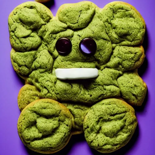 Image similar to cookie monsta plush made of weed buds eating a cookie photography portrait stylised jonathan zawada lit from multiple angles soft