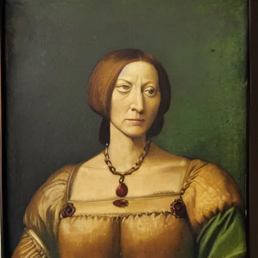 Image similar to renaissance oil portrait of an osteer android