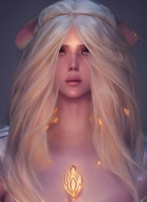 Image similar to lux, from league of legends, au naturel, hyper detailed, digital art, trending in artstation, cinematic lighting, studio quality, smooth render, unreal engine 5 rendered, octane rendered, art style by klimt and nixeu and ian sprigger and wlop and krenz cushart