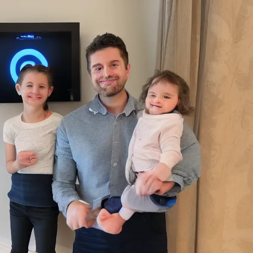 Image similar to A family impressed with their Amazon Alexa device