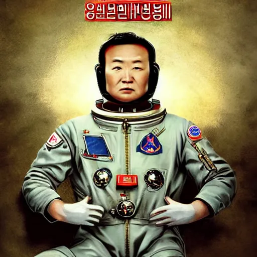 Image similar to [North Korean cosmonaut, poster, very detailed, cinematic lighting, matte, sharp, photography, art by enki bilal]