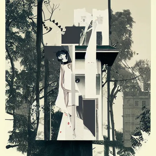 Image similar to intrusive thouhts by toshiko okanoue and conrad roset, screen print, limited colors