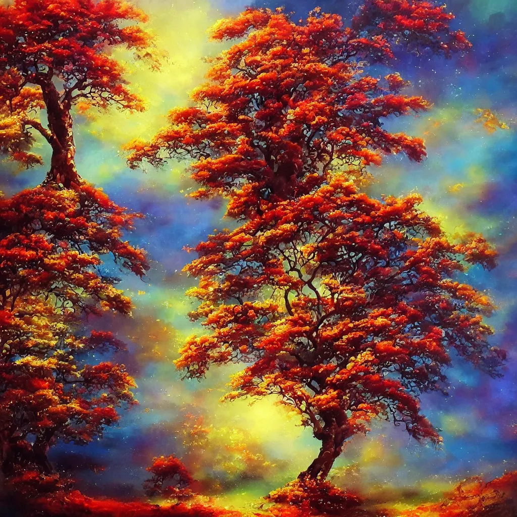 Image similar to breathtakingly enchanted beautiful tree in the style of ken hong leung, artstudio