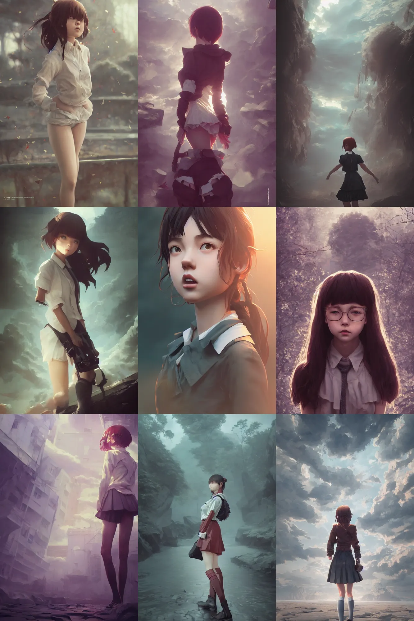 Image similar to insanely detailed. instagram photo, kodak portra. by wlop, ilya kuvshinov, krenz cushart, greg rutkowski, pixiv. zbrush sculpt, octane, maya, houdini, vfx. schoolgirl by ayami kojima. cinematic dramatic atmosphere, sharp focus, volumetric lighting.