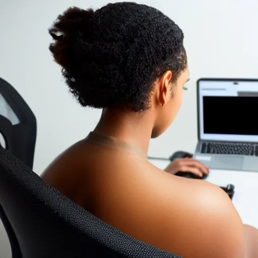 Image similar to black cable plugged in, back of head, woman, computer