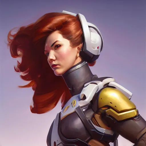 Image similar to greg manchess portrait painting of a female ironman as overwatch character, medium shot, asymmetrical, profile picture, organic painting, sunny day, matte painting, bold shapes, hard edges, street art, trending on artstation, by huang guangjian, gil elvgren, ruan jia, greg rutkowski, gaston bussiere