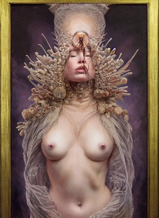 Image similar to highly detailed oil painting | very intricate | cinematic lighting | award - winning | bacteria shaman tardigrade fashion by alexander mcqueen | by roberto ferri, by tom bagshaw, by j. c. leyendecker and klimt, american romanticism, by austin osman spare, artstation, cgsociety, official art, octane