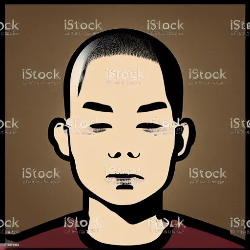 Prompt: dramatic portrait of chinese boy buzz cut, vector art