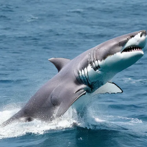 Prompt: great white blue shark whale