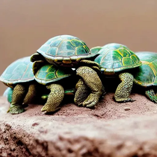 Image similar to a stack of turtles with earth on top