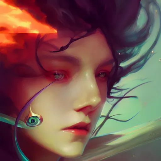 Image similar to a portrait of a beautiful morgan le fay, art by pete mohrbacher and guweiz and ilya kuvshinov, digital art, highly detailed, intricate, sci - fi, sharp focus, trending on artstation hq, deviantart, unreal engine 5, 4 k uhd image