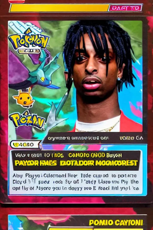 Image similar to playboi carti, pokemon card of playboi carti, highly detailed trading card screenshot