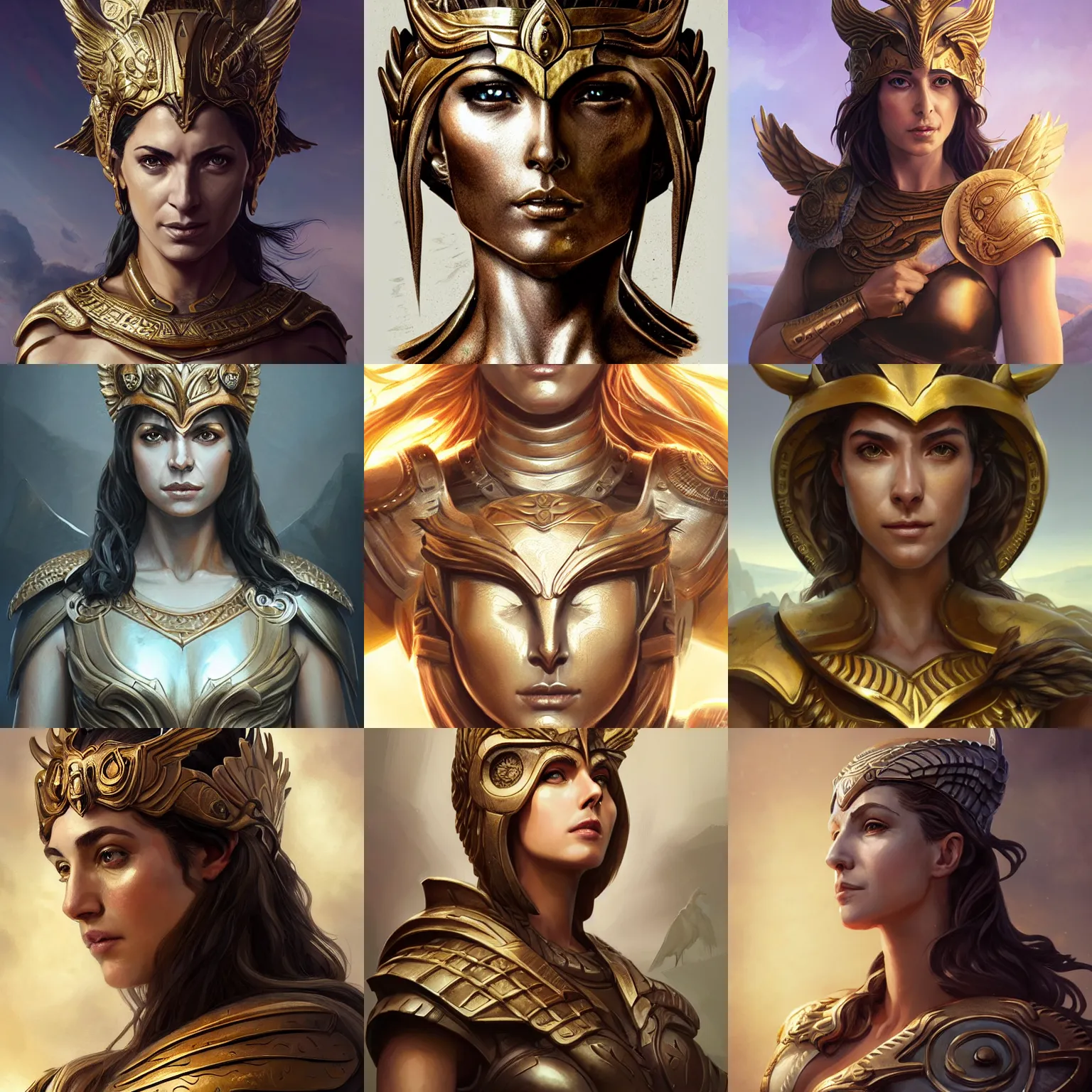 Image similar to athena, greek goddess, claudia black, art by artgerm and greg rutkowski and magali villeneuve, bronze greek armor, owl crown, d & d, fantasy, portrait, highly detailed, headshot, digital painting, trending on artstation, concept art, sharp focus, illustration