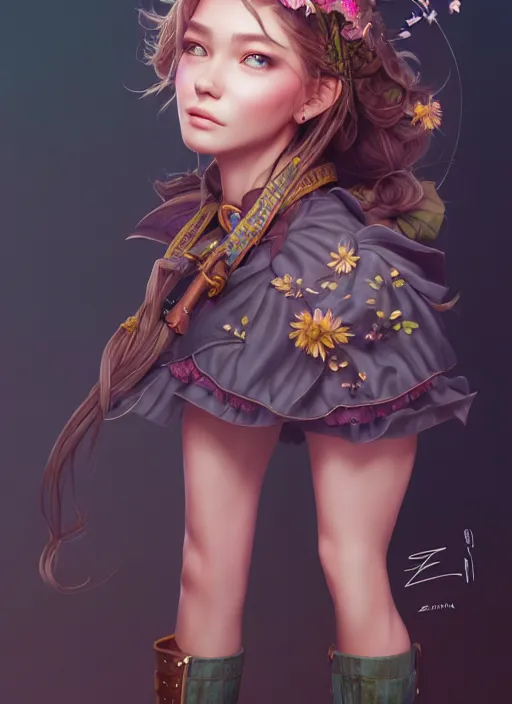 Image similar to full body portrait of a magical farmer girl. detailed face, concept art, intricate, highly detailed 8 k, smooth, sharp focus, beautiful and aesthetic shape of face and body, artgerm, artstation, art by zexi guo and nira and junpei suzuki and gharliera and rinotuna