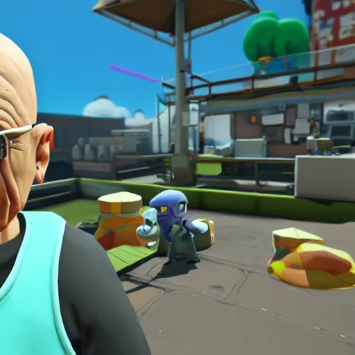 Prompt: walter white in the style of a splatoon character, in game screenshot, unreal engine, high definition