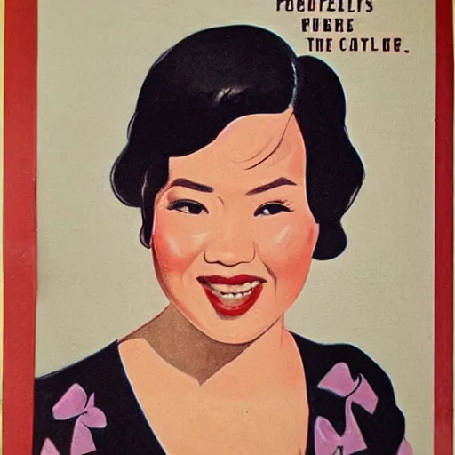 Prompt: Kelly Marie Tran portrait, color vintage magazine illustration 1950